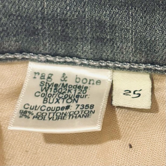 Rag and Bone Gray or Buxton Denim Jeans Size 25 Skinny - Picture 8 of 10